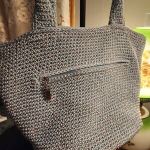 Stylish Blue Woven Tote Bag